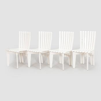Alvar & Aino Aalto, puutarhatuoleja, 4 kpl, malli 910 "Aurinko",  O.Y. Huonekalu- ja Rakennustyötehdas A.B. 1957.