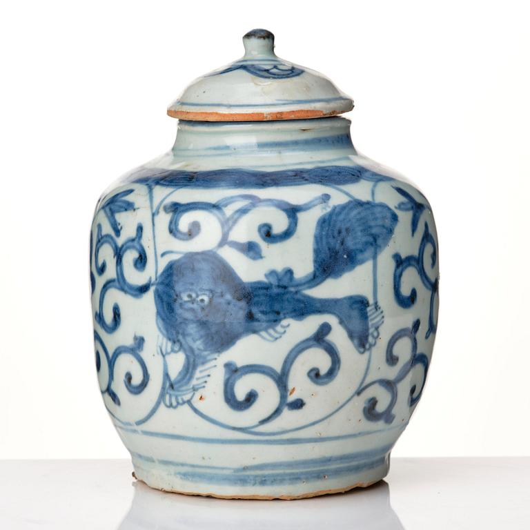 A blue and white jar, Ming dynasty (1368-1644).