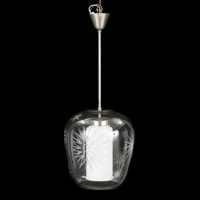 TAKLAMPA, Böhlmarks Pukebergs glasbruk, 1930-tal. Höjd 83 cm.
