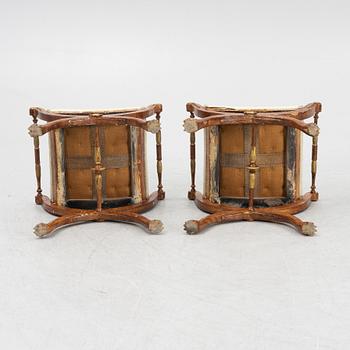 A pair of late Gustavian stools, Stockholm, late 18th century.