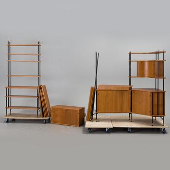 A mid 20th century "Prydno" shelving system by Bröderna Gustafsson Möbelfabrik, Virserum.