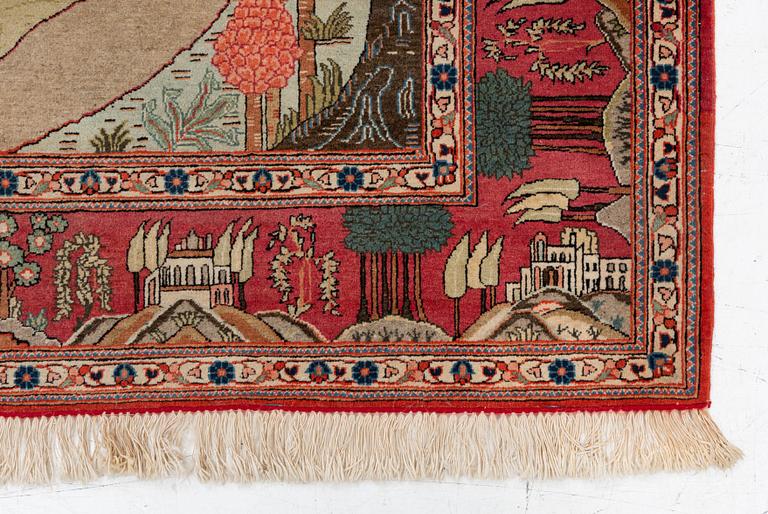Carpet, figural. approx. 200 x 140 cm.