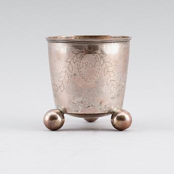 BÄGARE, silver, Henrich Wilcken Schorler, Naestved, Danmark, 1700-talets andra hälft.