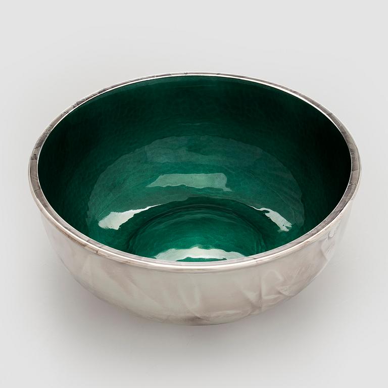 A set of three sterling silver and enamel bowls, maker's mark of A. Tillander, Turku 2005.