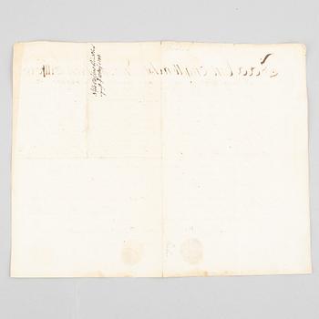 Handskrift (1748) med två fina vaxsigill.