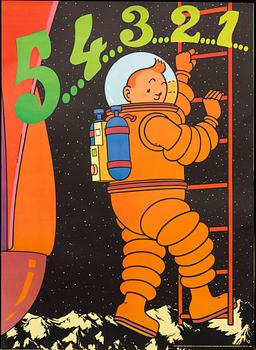 4 1970s POSTERS, TINTIN.