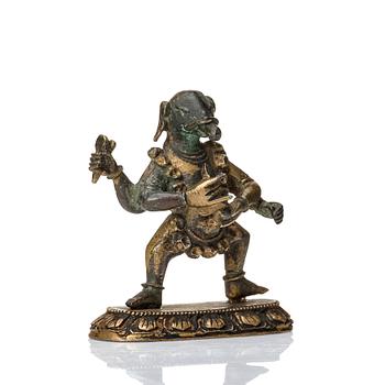 Skulpturer, tre stycken, brons, Kina och Tibet, 1700-tal.