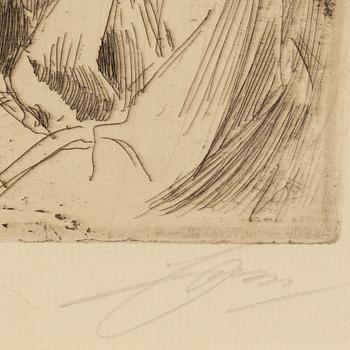 Anders Zorn, etsning, 1897, signerad med blyerts.