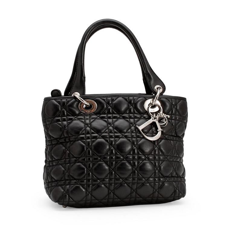 CHRISTIAN DIOR, a black leather "Lady Dior" bag.