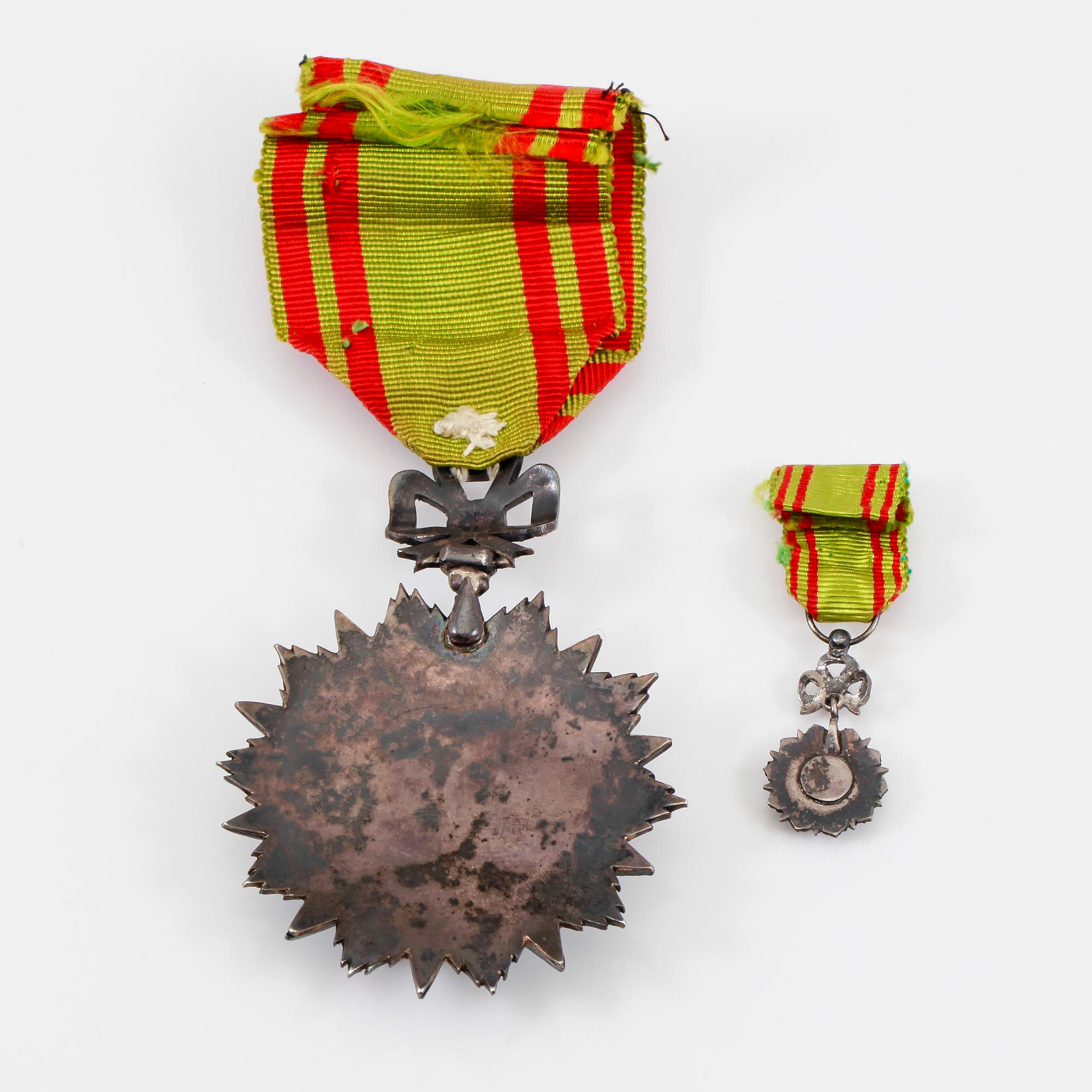 KOMMENDÖRSTECKEN SAMT MINIATYR, silver, Ordre du Nichan-Iftikhar, Mohammed en Nacer Pacha-Bey, Tunisien, 1921.