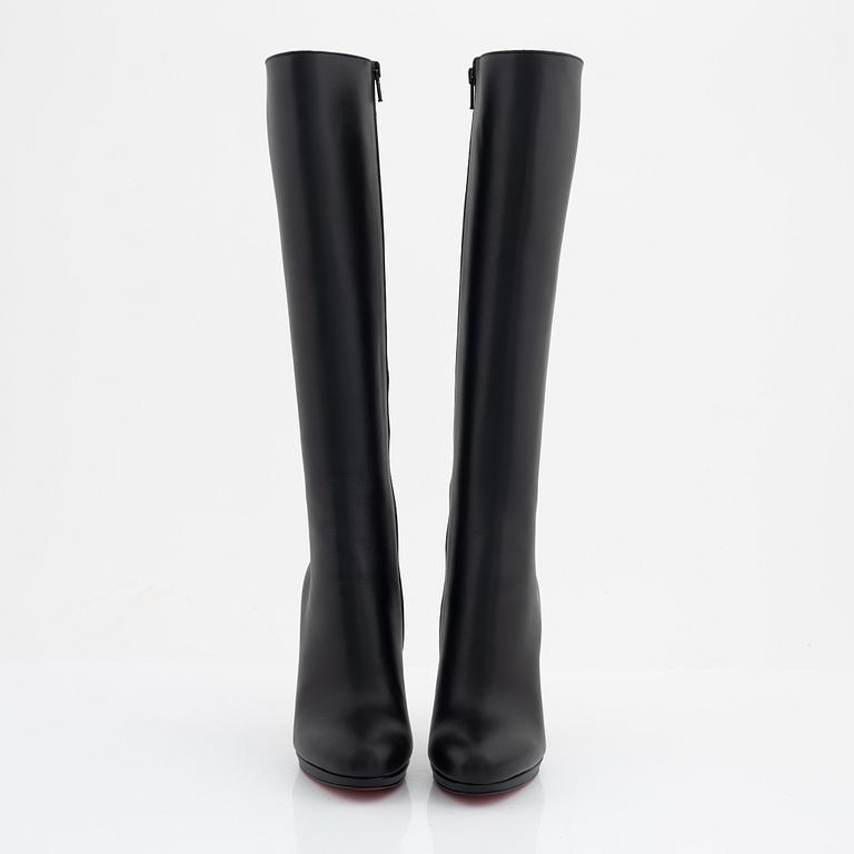 Christian Louboutin, a pair of black leather stiletto boots, size 37.