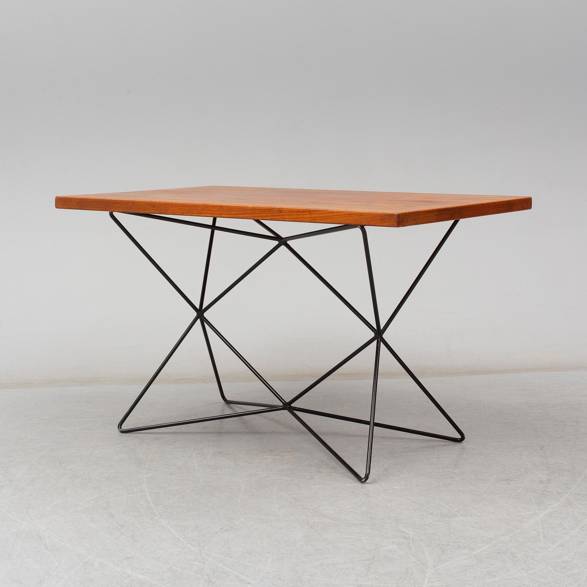 BENGT JOHAN GULLBERG, 'A2/Triple height table', steel and teak veneer, designed c.1952.