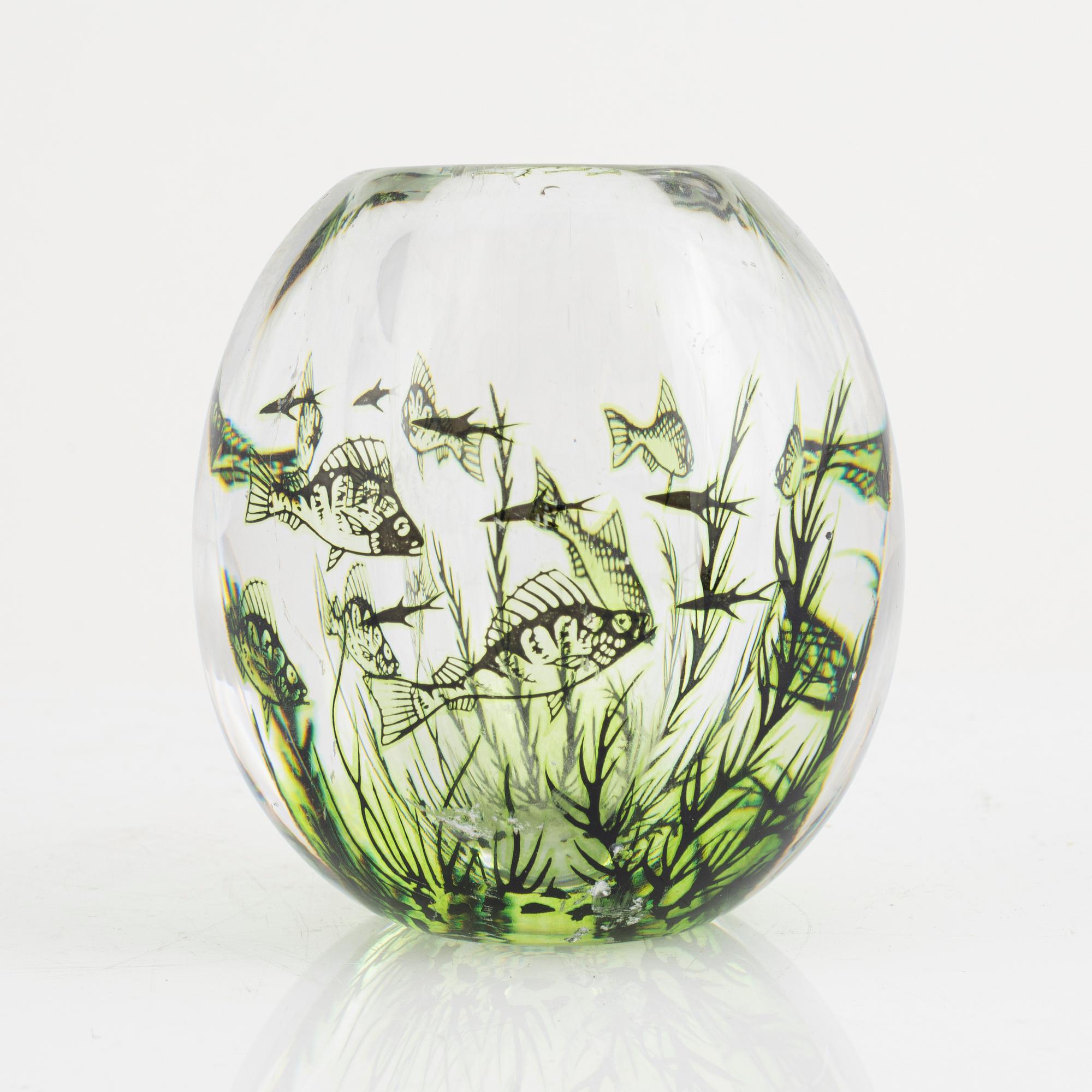 Edward Hald, a "Fish graal" vase, Orrefors, Sweden,