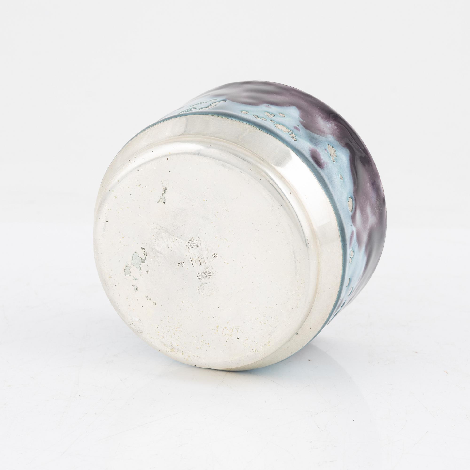 Inger Hanmann, a sterling silver and enamel bowl, Anton Michelsen, Copenhagen 1969.