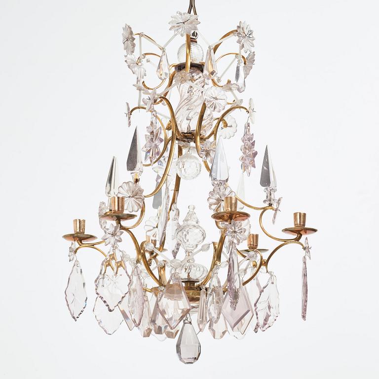 A Swedish Rococo 18th century six-light chandelier.