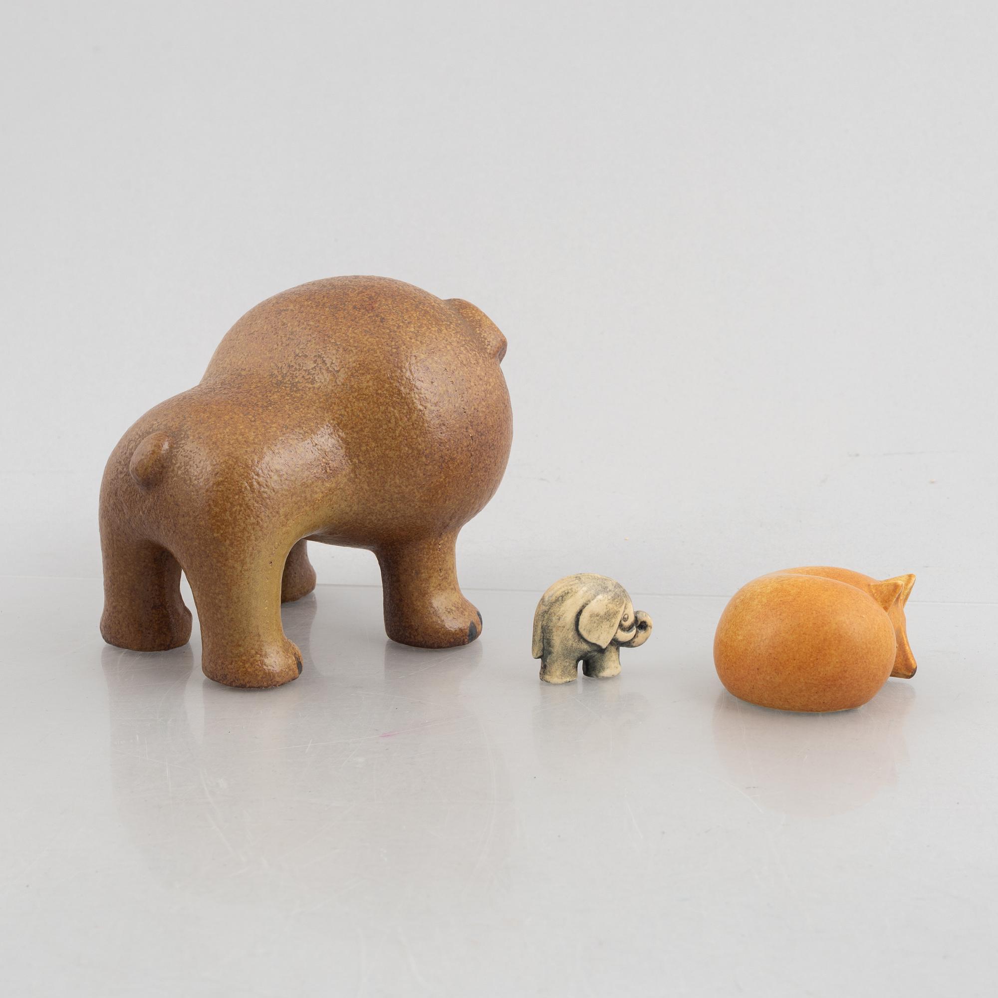 Lisa Larson, a set of three stoneware figurines, Gustavsberg and K-Studion.