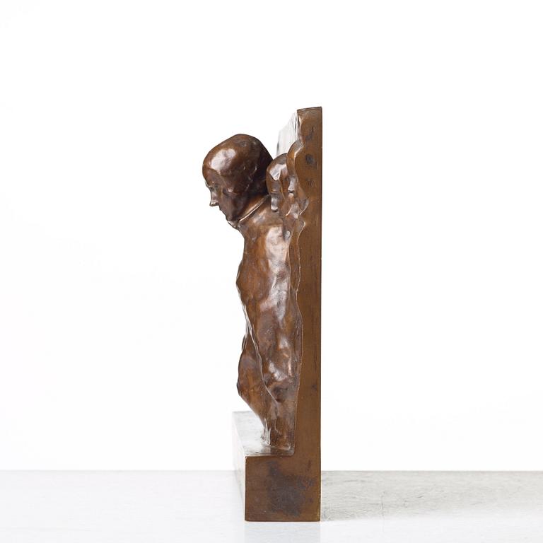 RUTH MILLES, skulptur/plakett, brons, sign, gjutarstämpel och dat.