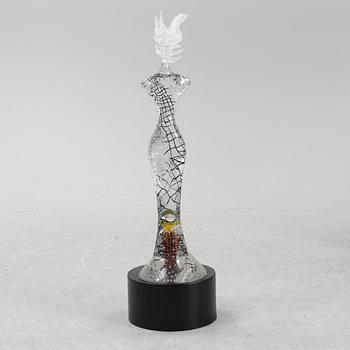 Kjell Engman, a unique glass sculpture of a female figure, Kosta Boda, Sweden.