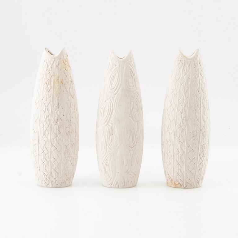 Gunnar Nylund, vases 3 pcs. Likely Nymölle 1950s/60s. Denmark.