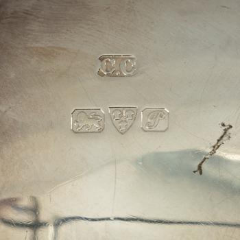 Colen Hewer Cheshire, saltkar, ett par, silver, Chester, England 1915.