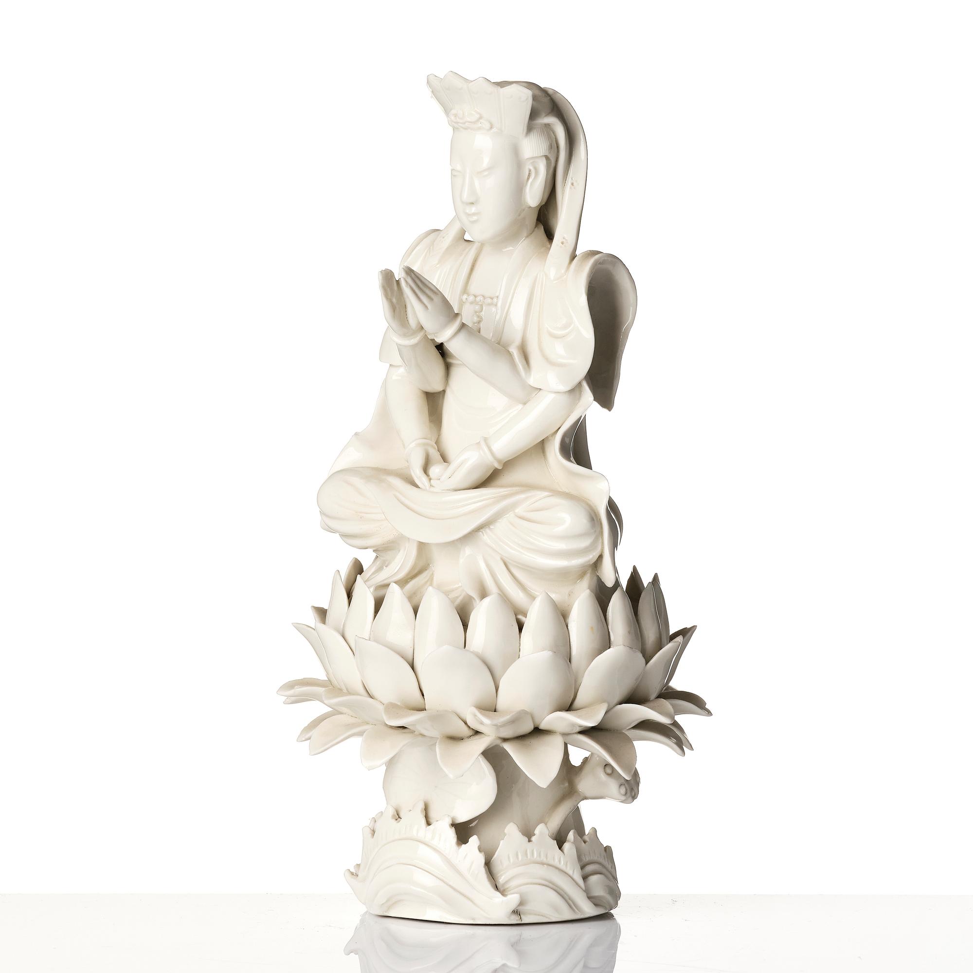 Figurin, porslin, blanc de Chine, Kina, sen Qingdynasti / omkring 1900.