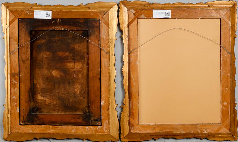 JOHAN WILHELM ORLING, 2 st, oljor på duk, en uppfodrad på pannå, signerade.