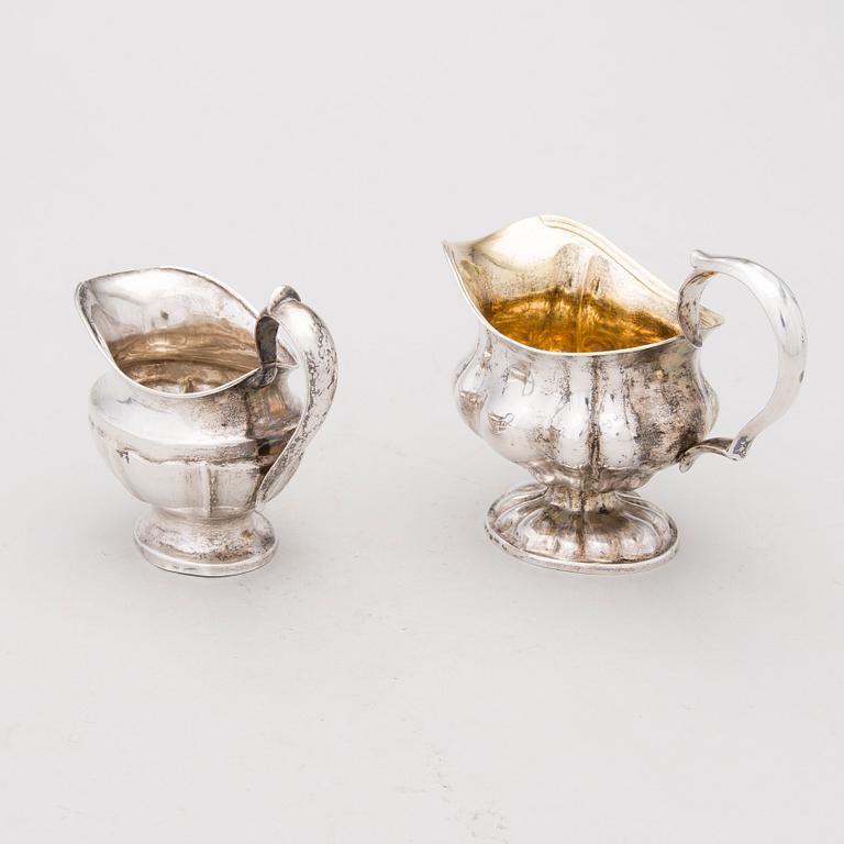 Two cream jugs in silver, Finland 1866-1870.