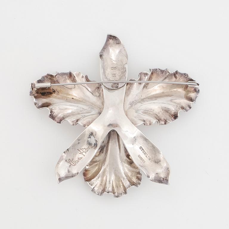 WIWEN NILSSON, brosch, orkidé, silver.