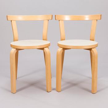 ALVAR AALTO, tuoleja, 5 kpl, malli 68, Artek, 1900-luvun loppu.