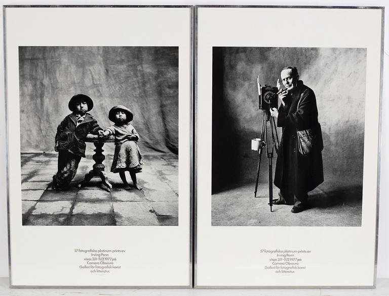 Posters, 2, for the exhibition by Irving Penn at Camera Obscura, Stockholm 1977.