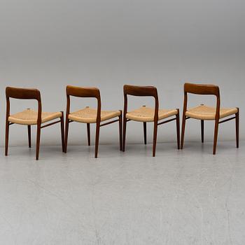 NIELS OLE MØLLER, stolar, 4 st, Danmark 1950-60-tal.