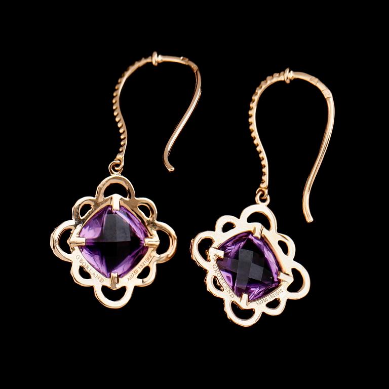 ÖRHÄNGEN, 1 par, 18k guld, ametsiter tot ca 3.80 ct, Georland.