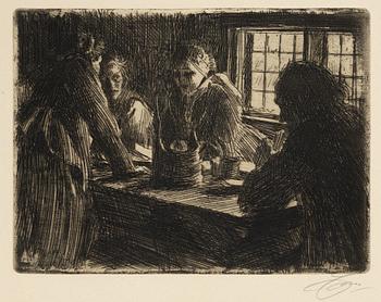 Anders Zorn, etsning, 1905, signerad i blyerts.