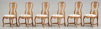 Six Swedish Rococo 18th century chairs.