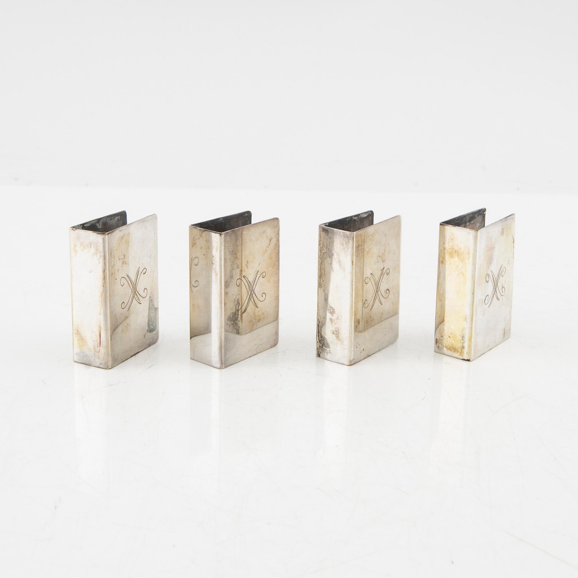 A set of 15 silver matchbox holders mark of H Grun Stockholm 1951, weight 234 grams.