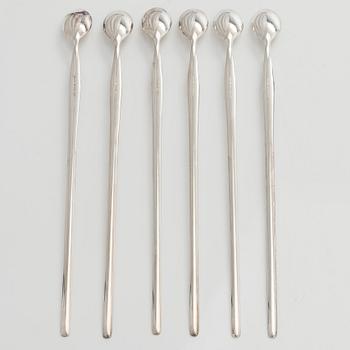 Tapio Wirkkala, cocktaillusikoita 6 kpl, sterlinghopeaa, "Tapio", Kultakeskus Hämeenlinna 1969.