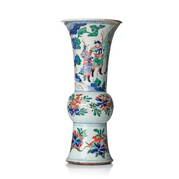 A wucai figural vase, Transitional period, 17th century.