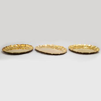Three brass trays by Lars Holmström, Arvika.