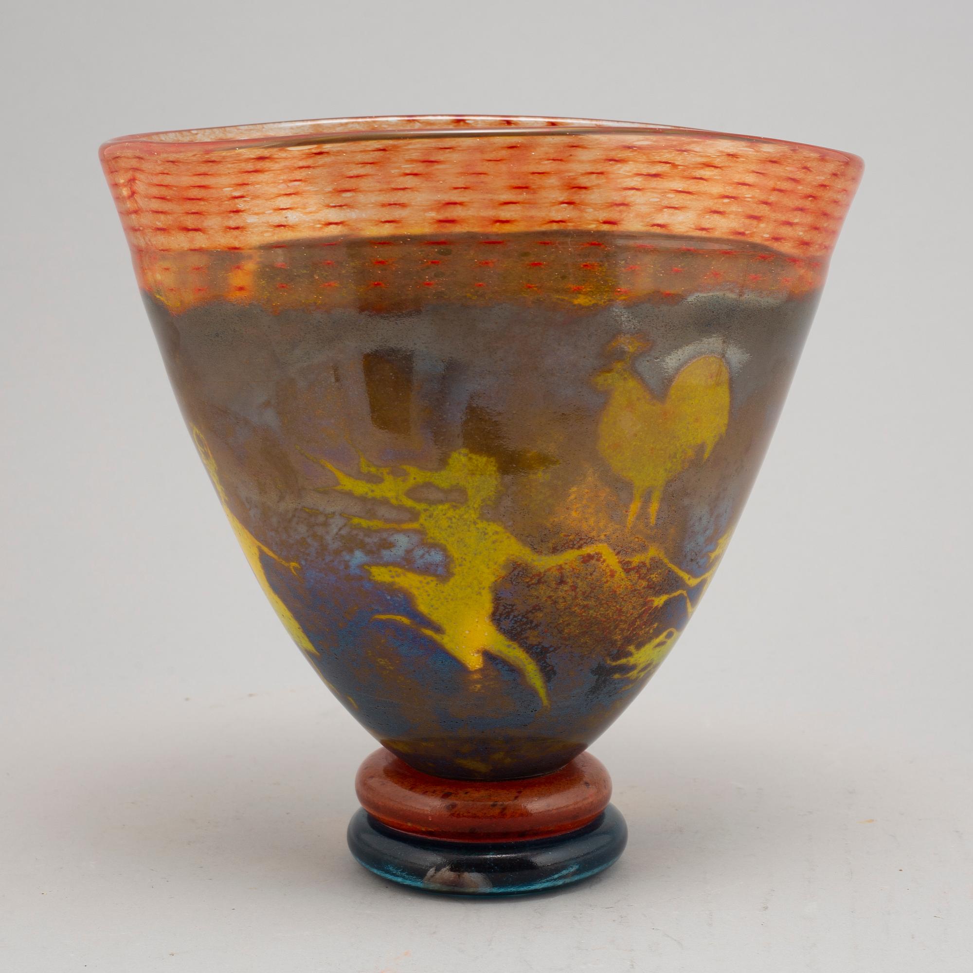 Kjell Engman, a unique glass vase, Kosta,1992.