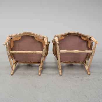 A pair of later part of th 18th century Gustavian arm chairs.