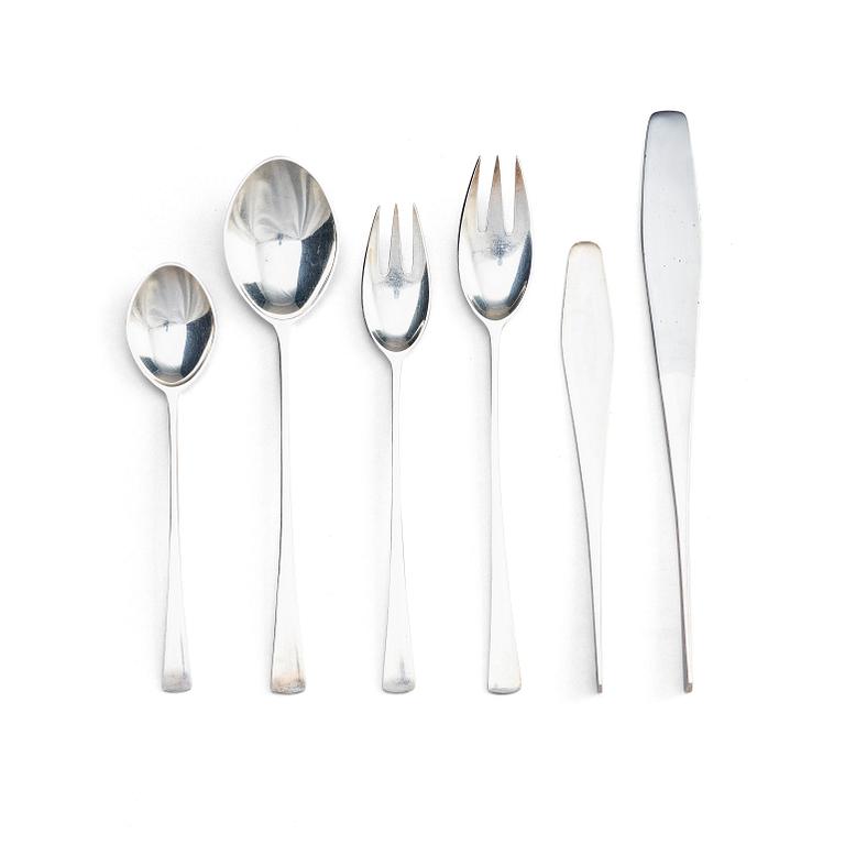 Jens Quistgaard, a set of sterling silver flatware "Tjörn", 84 pieces, Copenhagen.