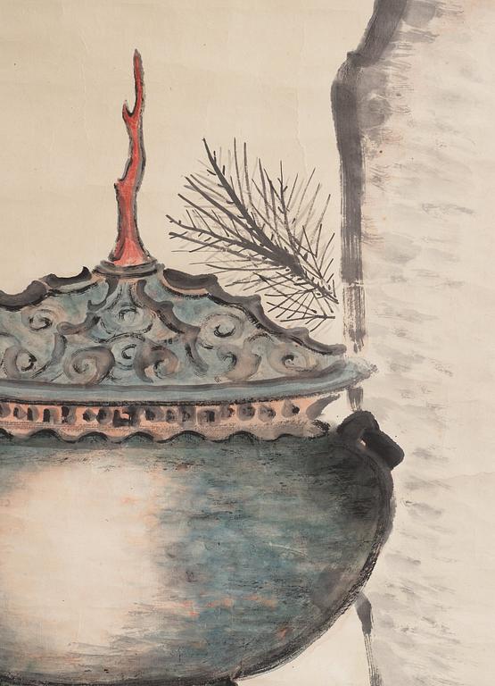RULLMÅLNING, tusch och färg på papper, av Xiang Ziheng, Kina, signerad och daterad år 1911.