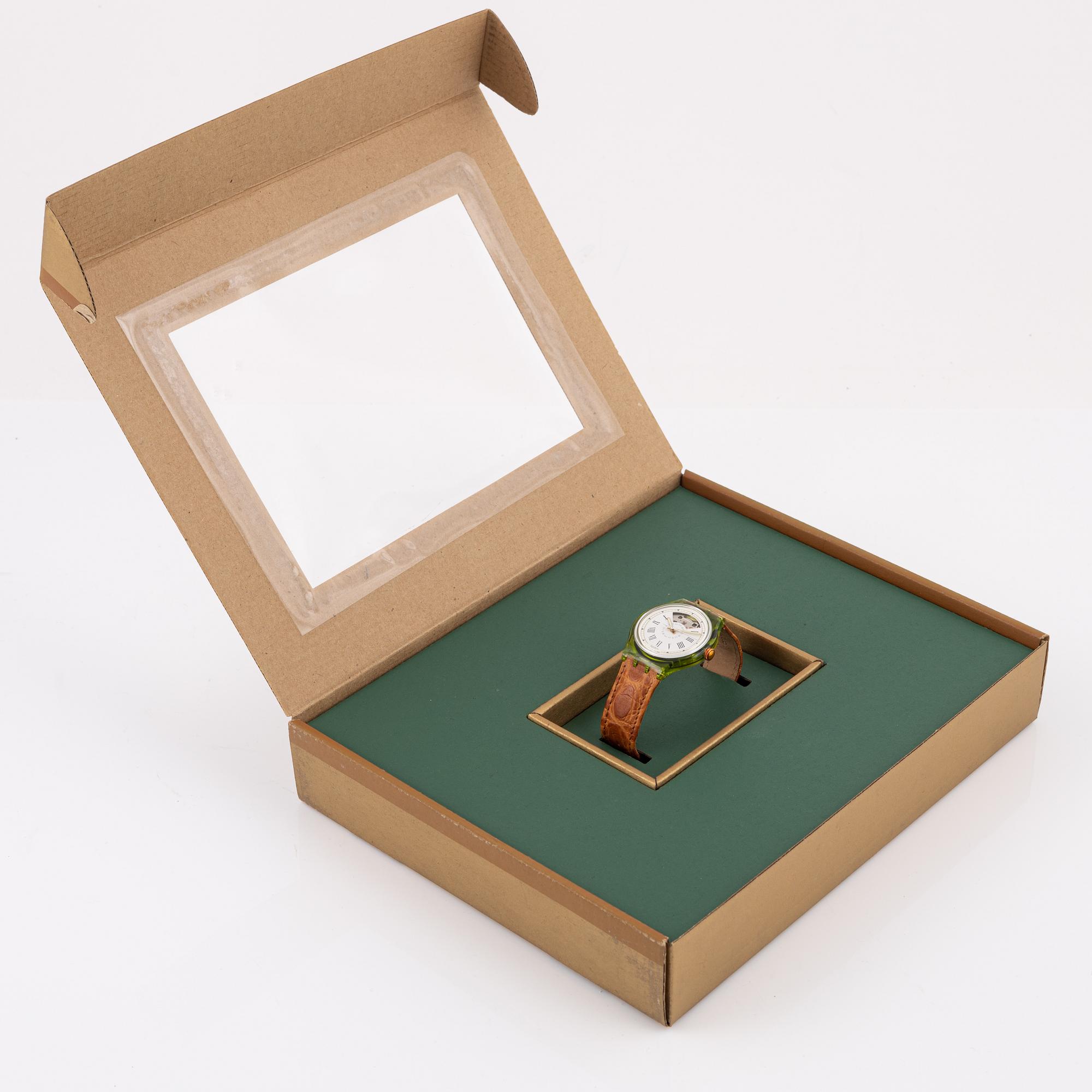 Box, Swatch Automatic Gran Via samt fem signerade tryck, special edition, 1993.