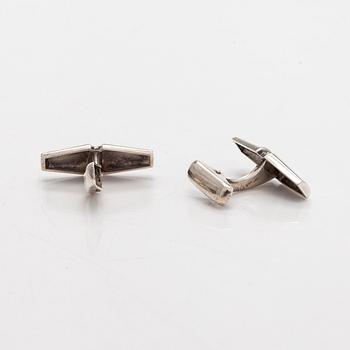 Elis Kauppi, Cufflinks and brooch, silver, Kupittaan Kulta, Turku, 1960s.