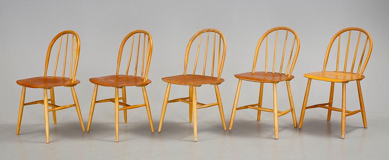 STOLAR, 4 + 1 st, varav 4 st"Fanett", Ilmari Tapiovaara för Edsbyverken, 1950-60-tal.