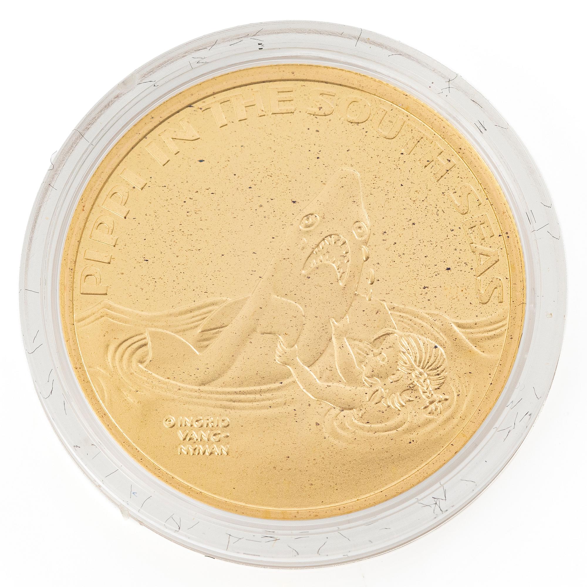 Gold coin, 21,6 karatm Pippi in the South Seas, 5 Niue dollars, 2015.