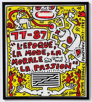 Offset bag in plastic from Keith Haring's exhibition at the Centre Pompidou, Paris, 1987.