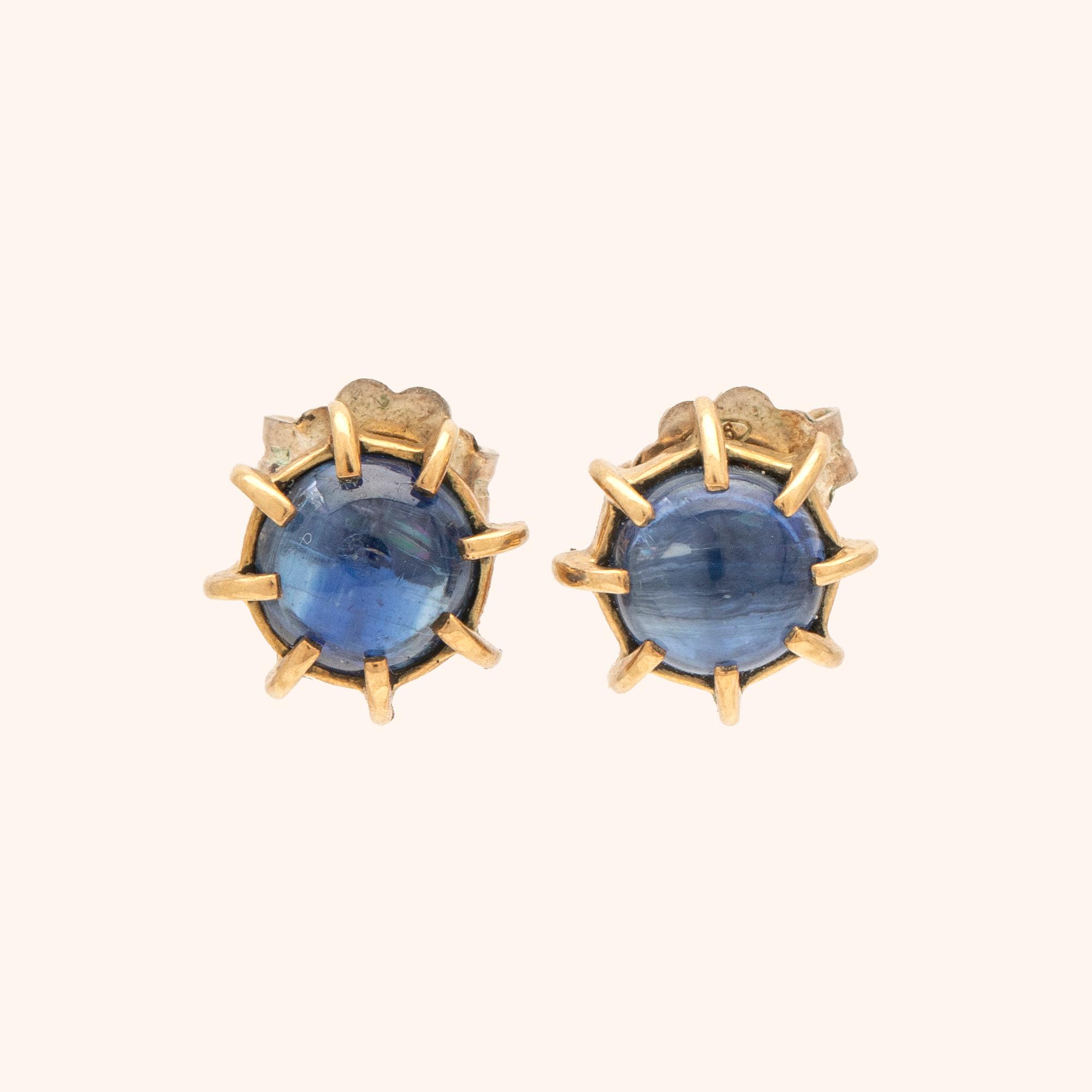 Earrings, a pair, silver and gold with kyanite.