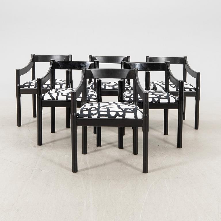 Vico Magistretti, karmstolar 6 st "Carimate" Cassina Italien setn 1900-tal.