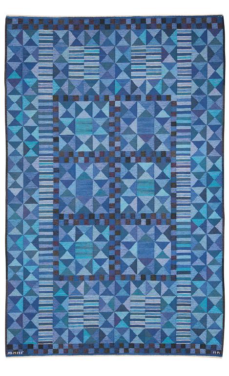 CARPET. "Rubirosa, blå". Tapestry weave. 343 x 224 cm. Signed AB MMF MR.